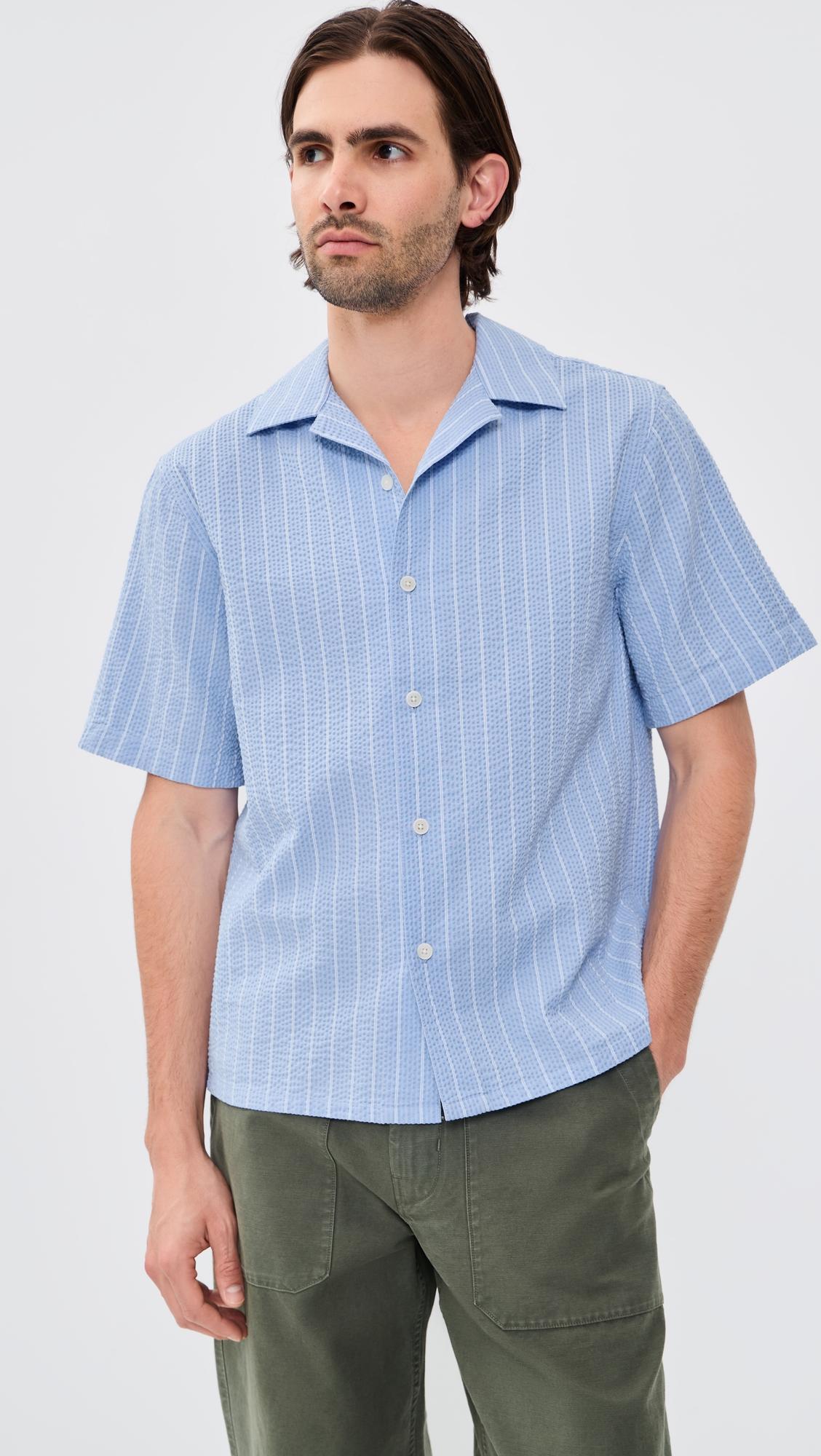 Seersucker Stripe Didcot Shirt by WAX LONDON