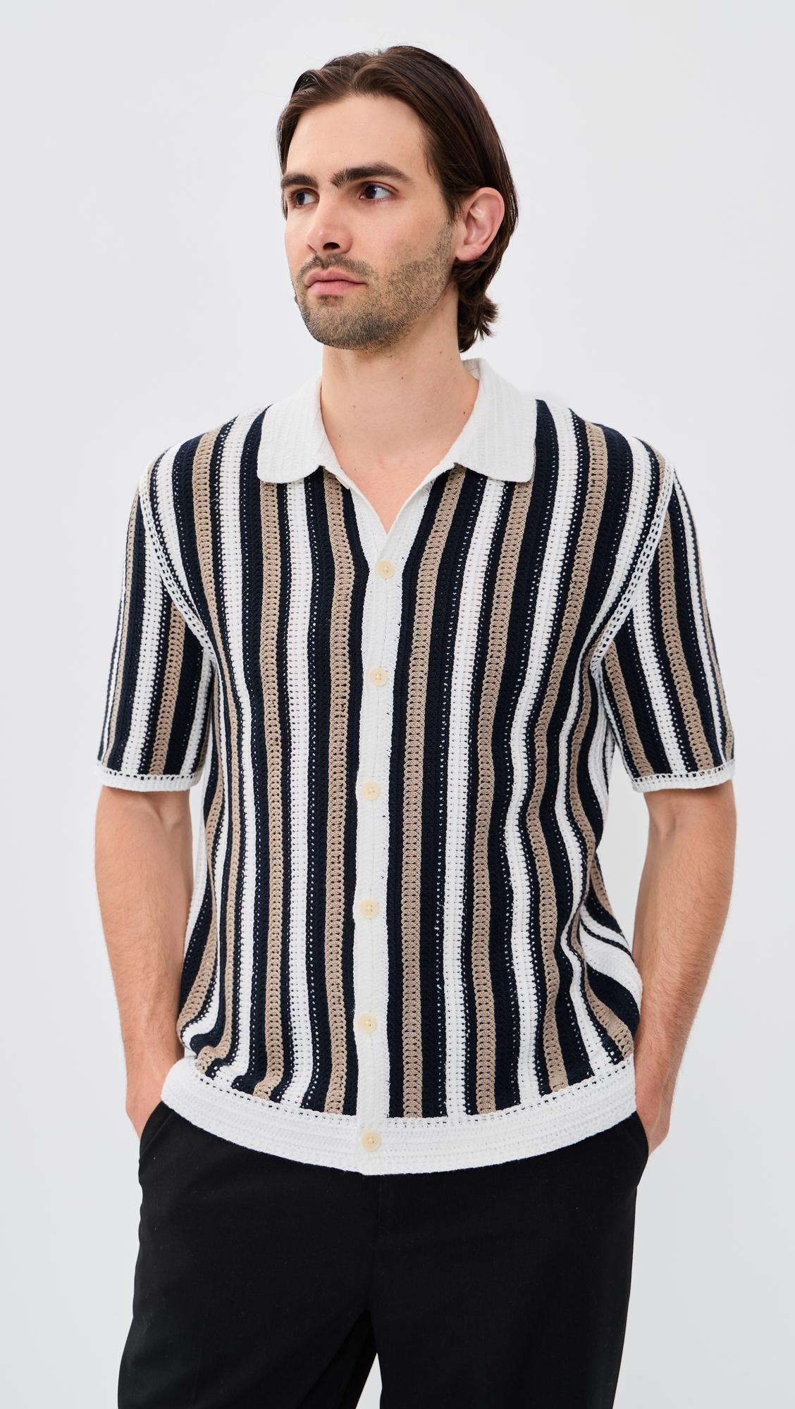 Stripe Crochet Porto Shirt by WAX LONDON