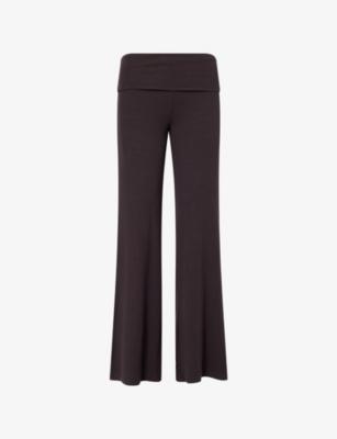 365 Rib Sculpting Lounge Fold-Waist Flared Stretch-Modal Trousers by WE ARE TALA