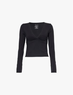 Dayflex Sport V-neck long-sleeve stretch recycled-nylon top by WE ARE TALA
