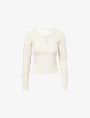 Henley Scoop-Neck Stretch-Woven Top by WE ARE TALA