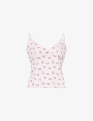 Sleep Lounge V-Neck Stretch-Cotton Pyjama Vest by WE ARE TALA
