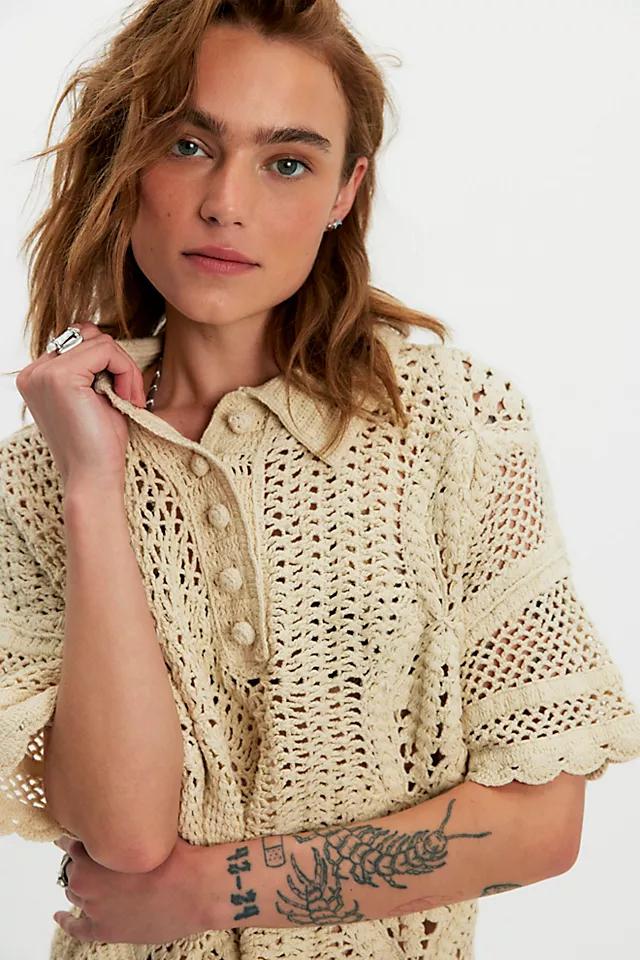 We The Free Dahlia Crochet Polo by WE THE FREE | FREE PEOPLE