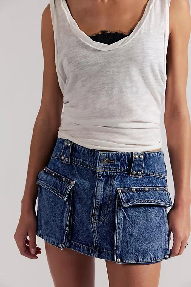 We The Free Hera Studded Denim Mini Skirt by WE THE FREE | FREE PEOPLE