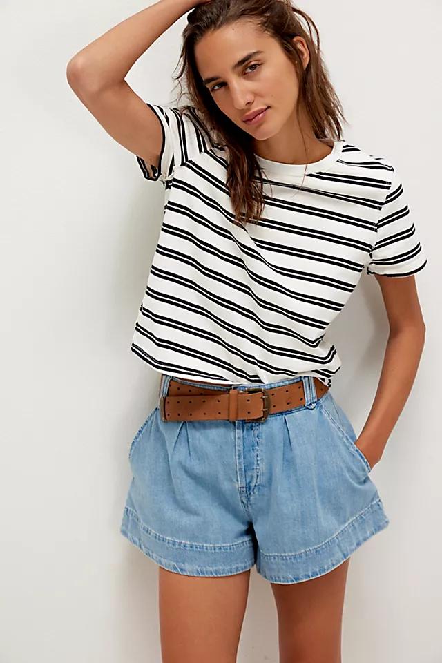 We The Free Marina Denim Trouser Shorts by WE THE FREE | FREE PEOPLE