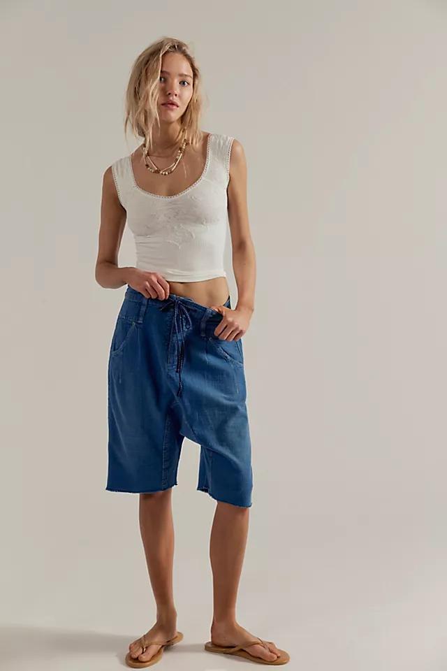 We The Free Sage Denim Harem Shorts by WE THE FREE | FREE PEOPLE