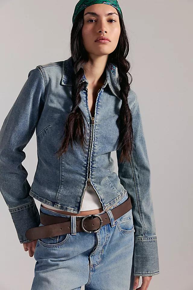 We The Free Sammy Denim Zip-Up Top by WE THE FREE | FREE PEOPLE