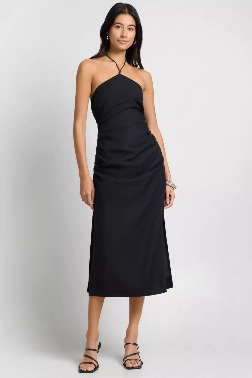 WeWoreWhat Air Linen Ruched Halter Dress by WE WORE WHAT