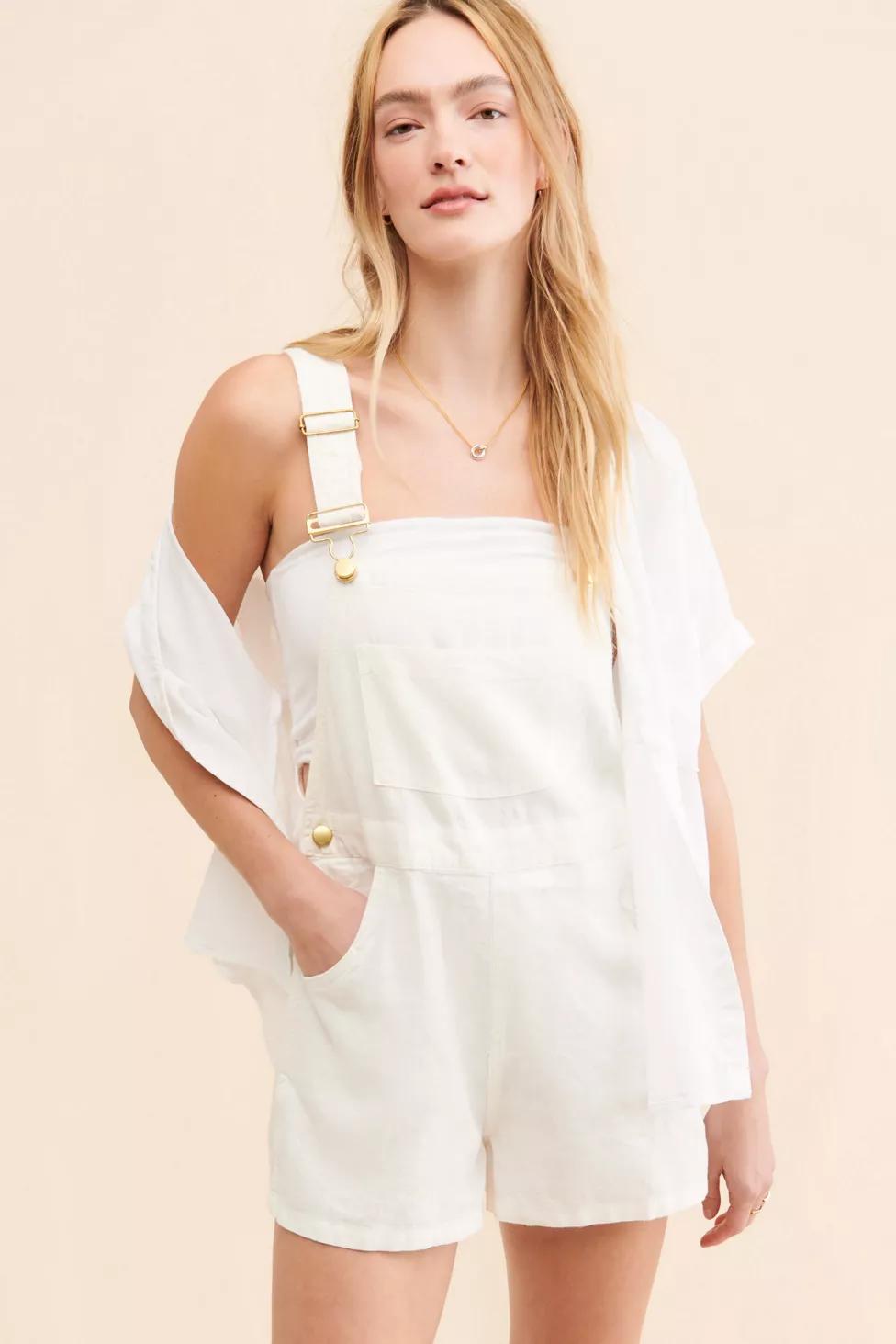 WeWoreWhat Relaxed Linen Blend Shortalls by WE WORE WHAT