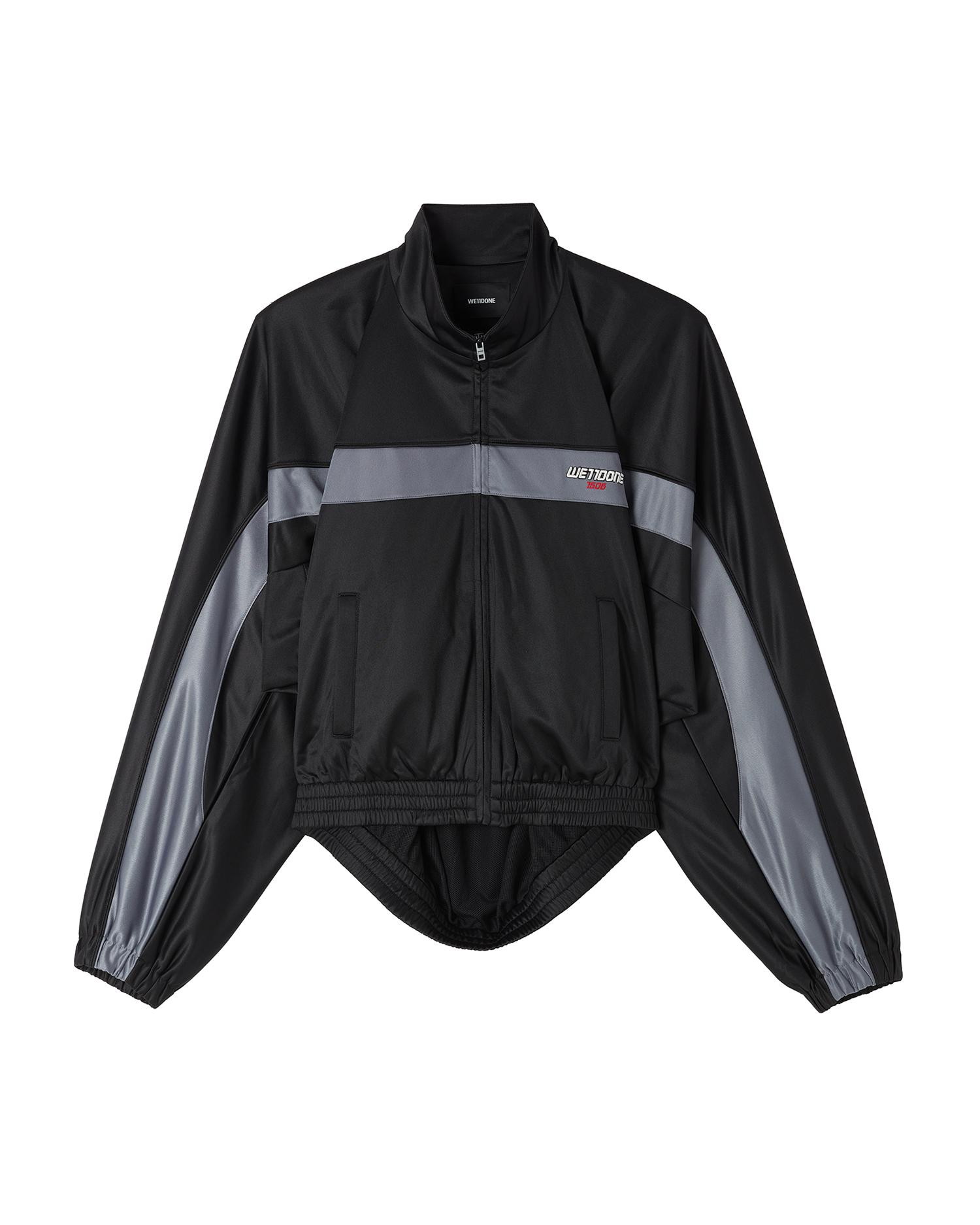 Asymmetric hem track jacket by WE11DONE