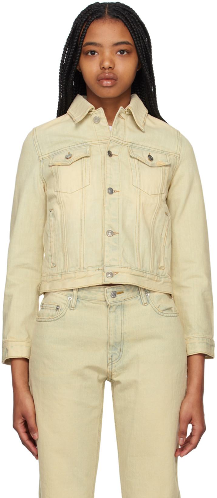 Beige Faded Denim Jacket by WE11DONE