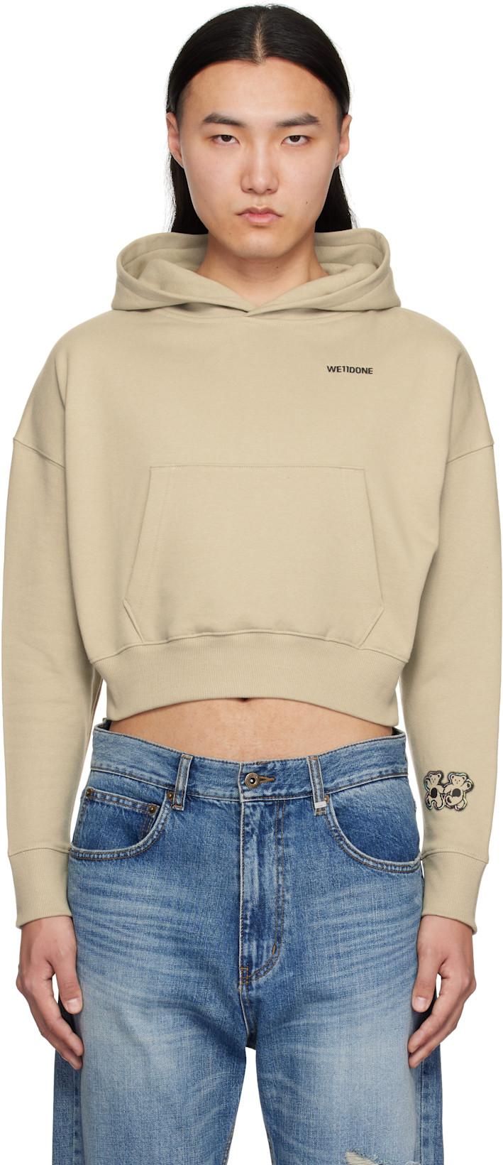 Beige Teddy Twins Sleeve Hoodie by WE11DONE