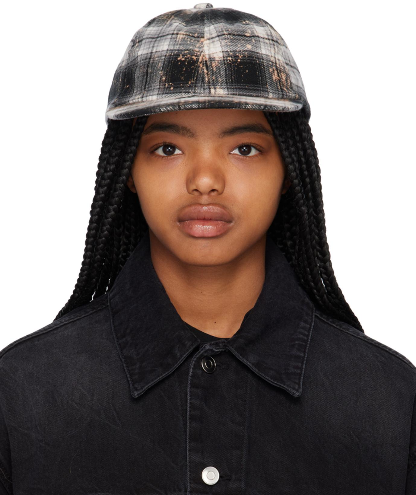 Black Bleach Check Cap by WE11DONE