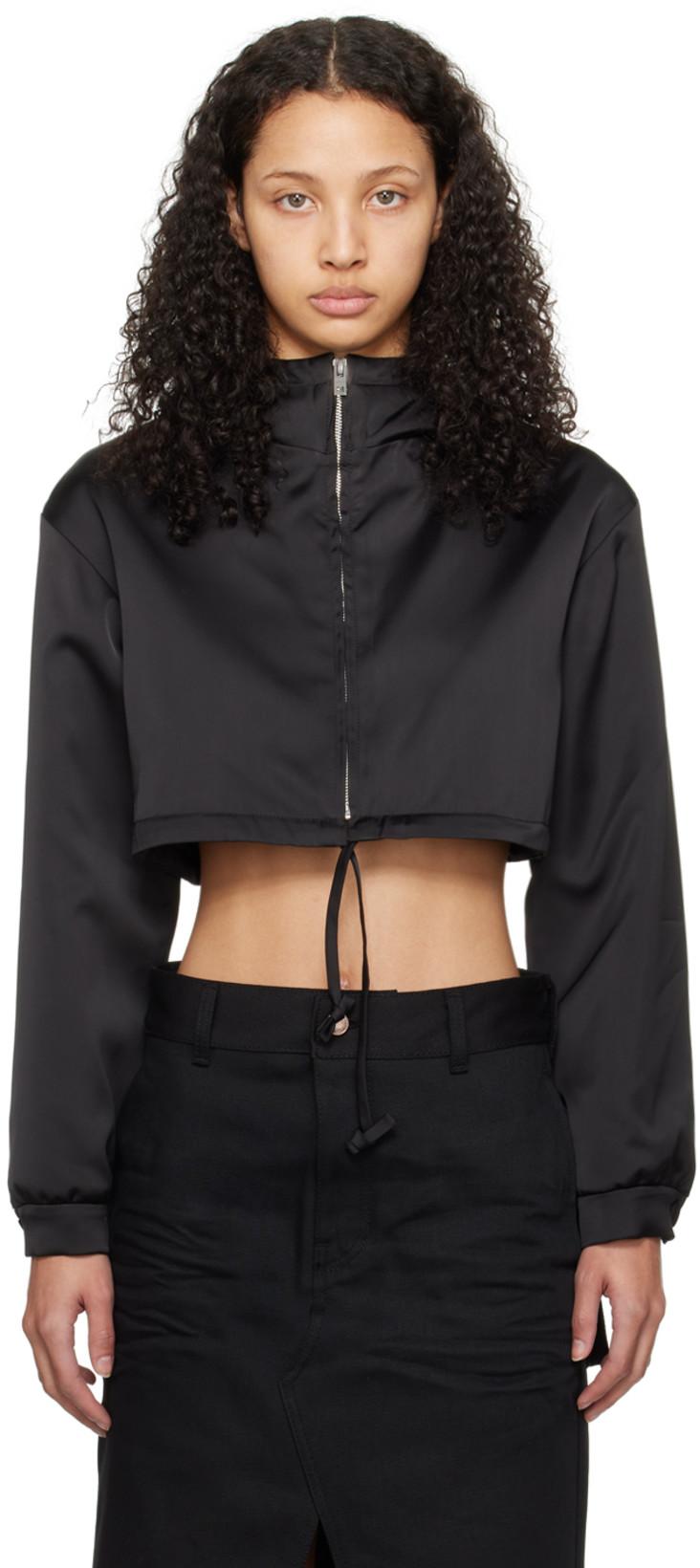 Black Cropped Hoodie by WE11DONE