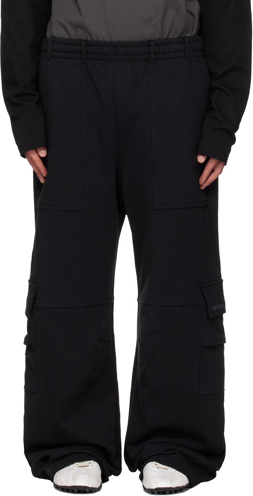 Black Curved Jersey Cargo Pants by WE11DONE