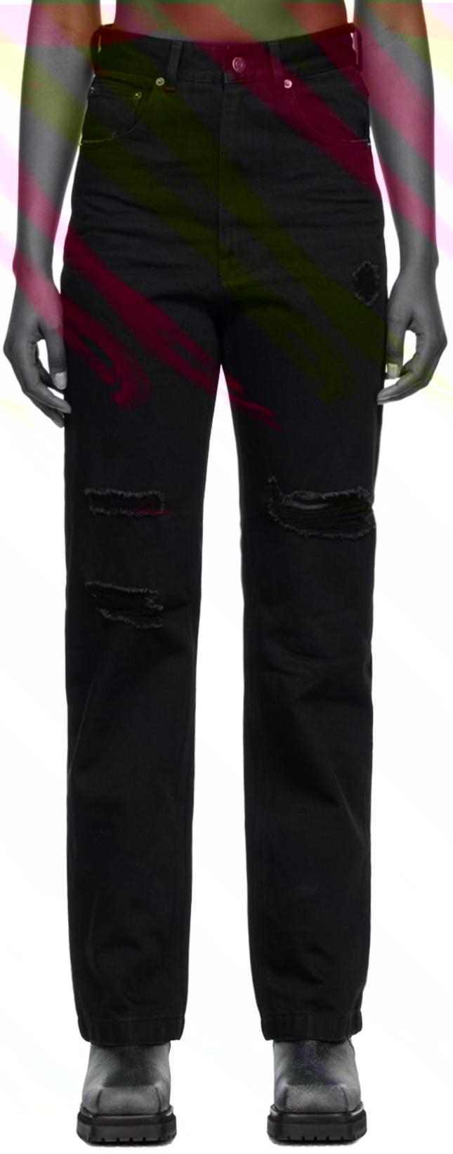 Black Distressed Jeans by WE11DONE