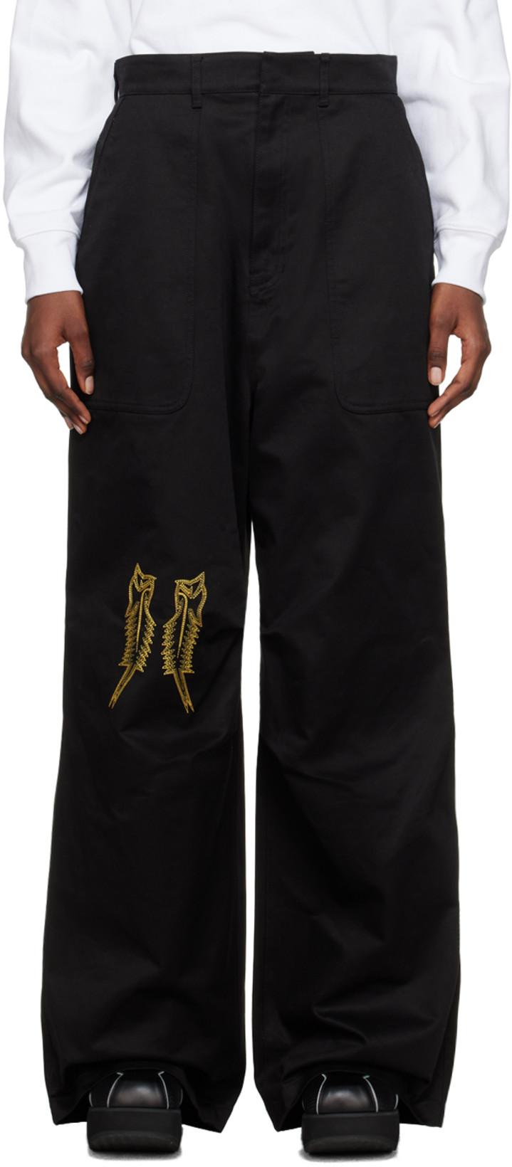 Black Embroidered Trousers by WE11DONE