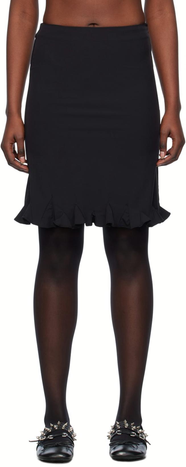 Black Flared Midi Skirt by WE11DONE