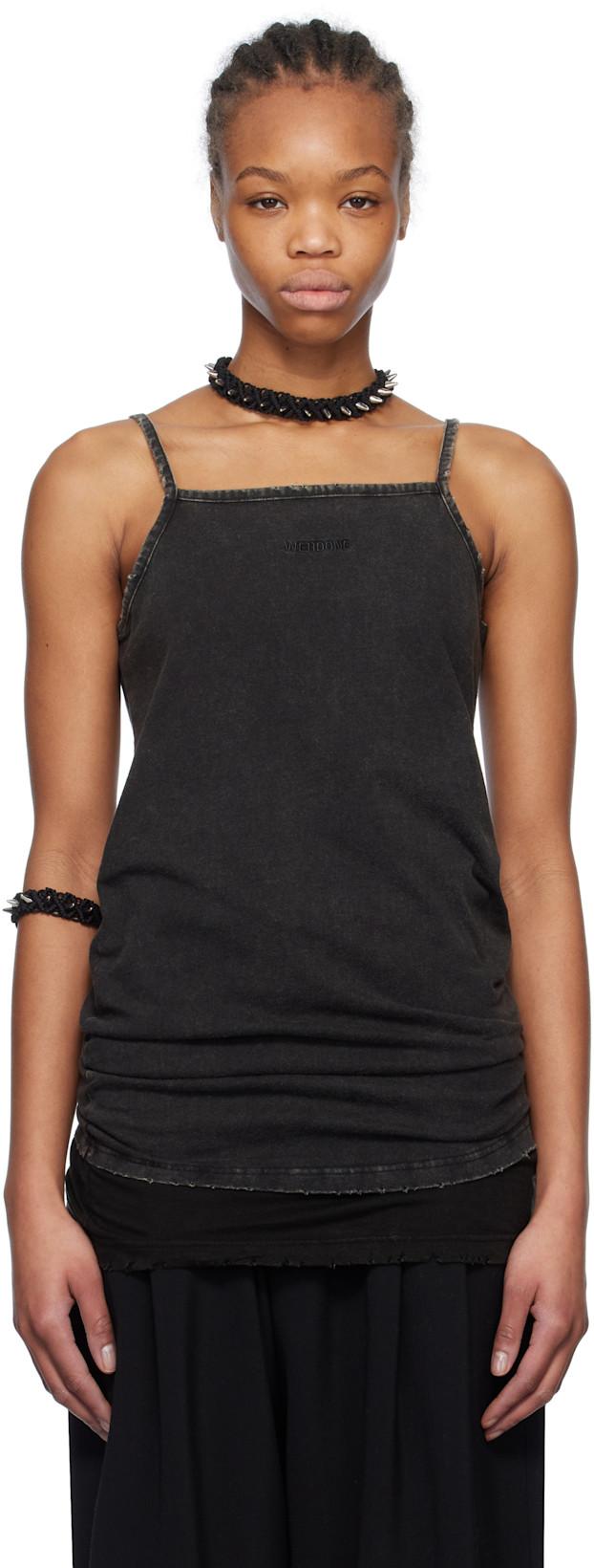 Black Layered Sleeveless Tank Top by WE11DONE