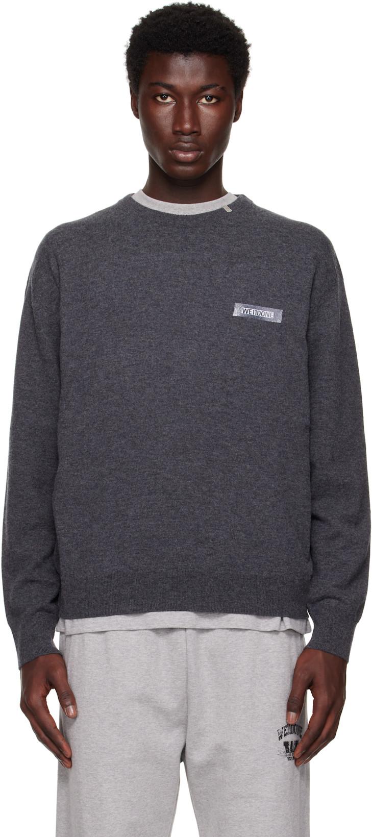 Black Logo Knit Pullover Sweater by WE11DONE