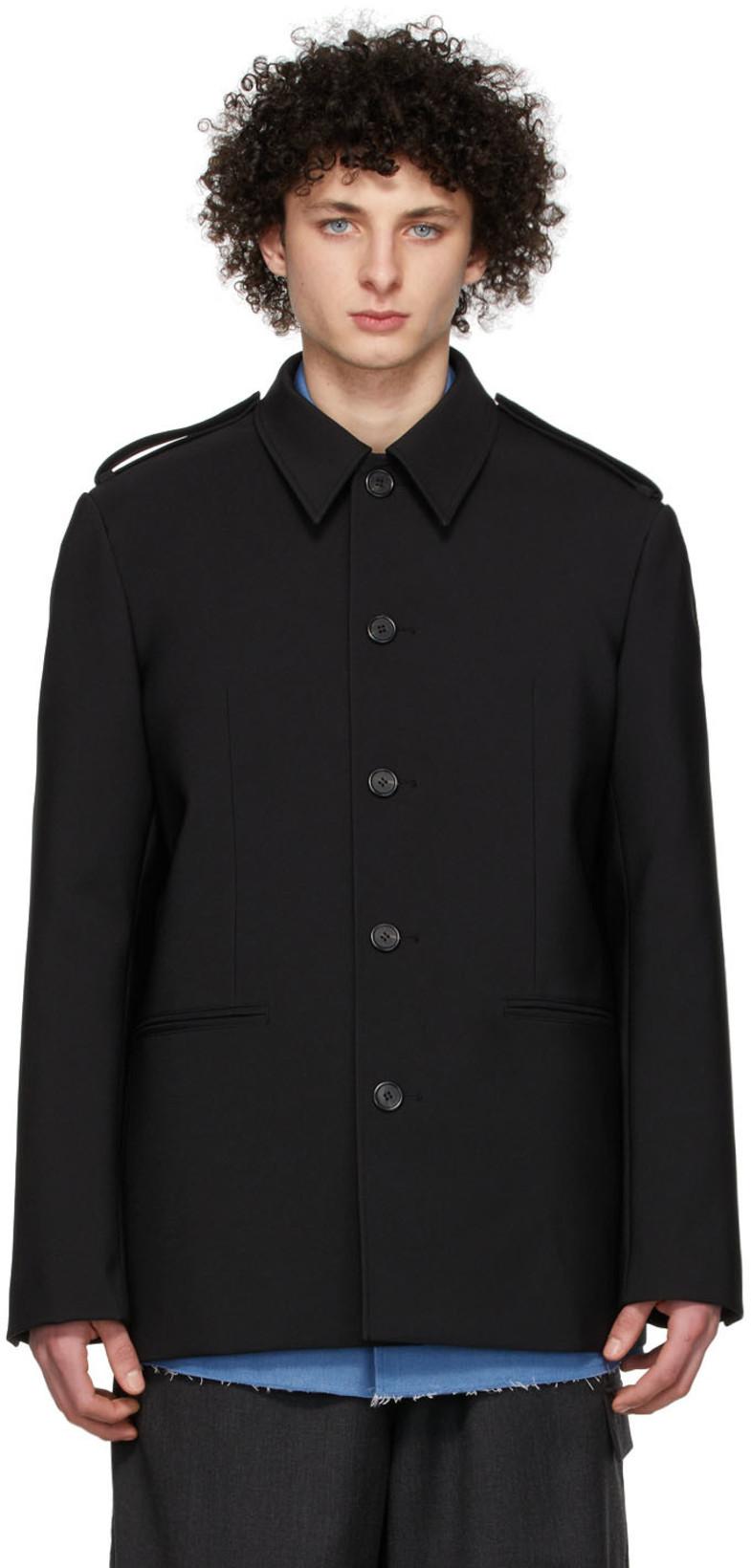 Black Regular Collar Jacket by WE11DONE