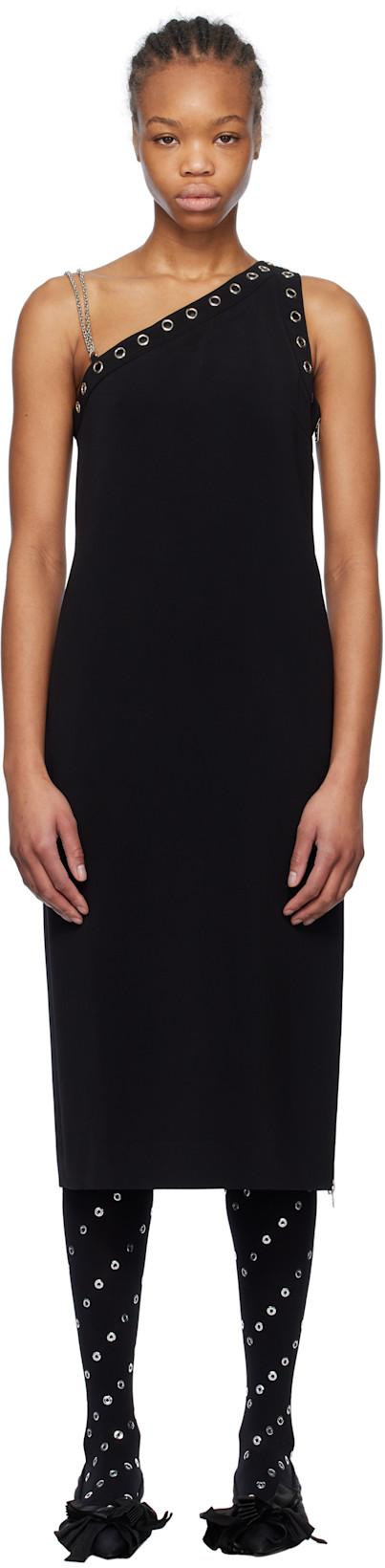 Black Unbalanced Midi Dress by WE11DONE