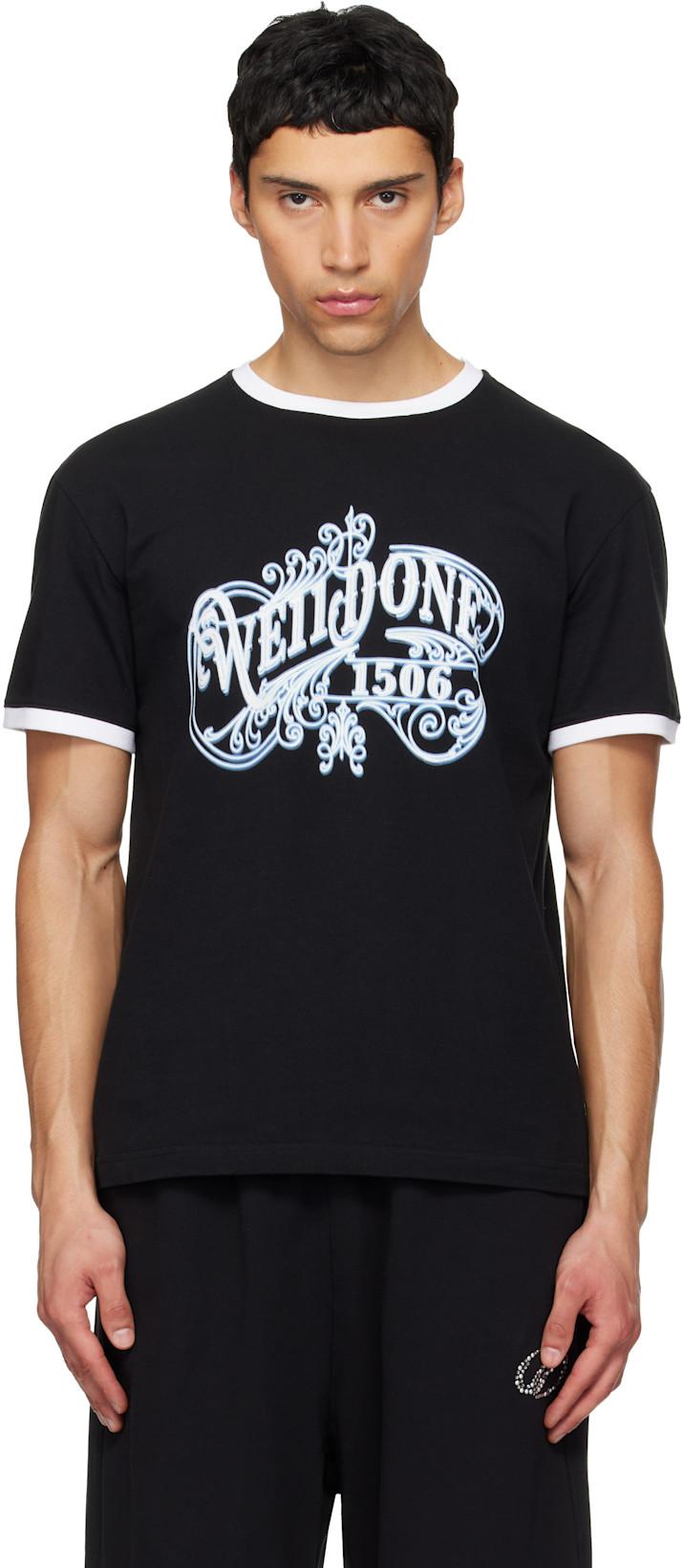 Black Vintage Logo Ringer T-shirt by WE11DONE