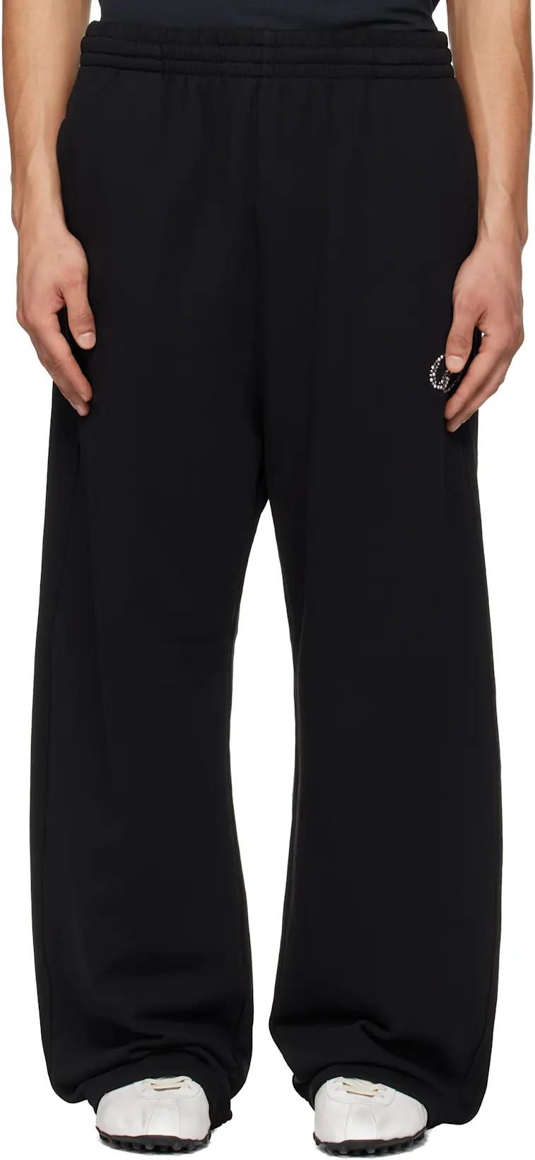 Black 'WE11DONE' Curved Sweatpants by WE11DONE