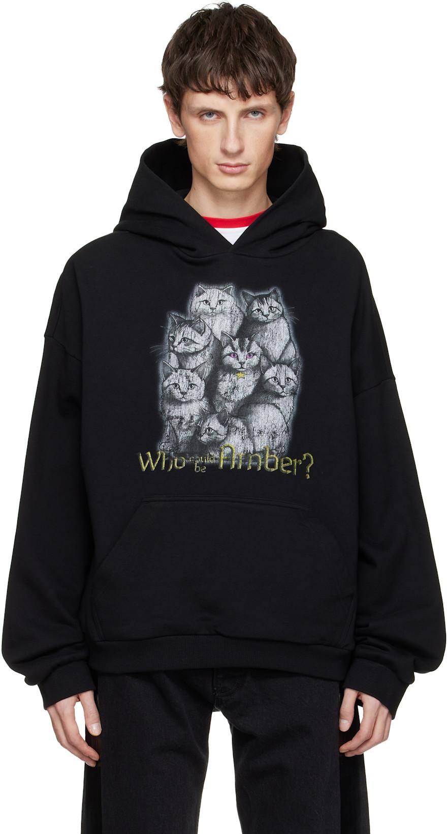 Black Who Is Amber Hoodie by WE11DONE