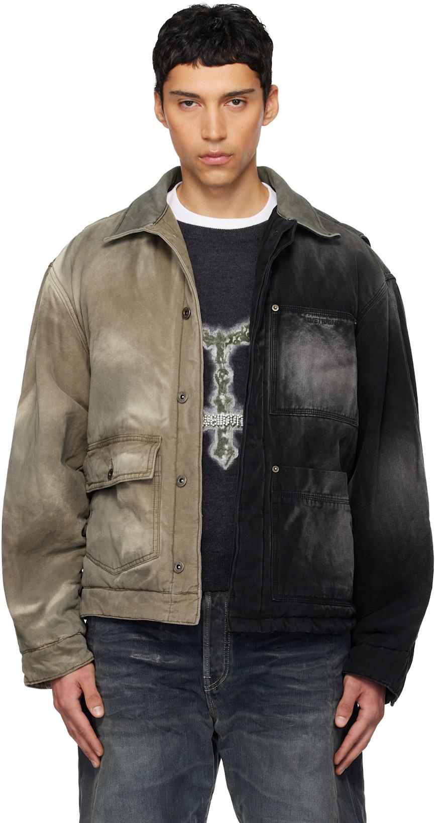 Black & Beige 'Half and Half' Work Jacket by WE11DONE