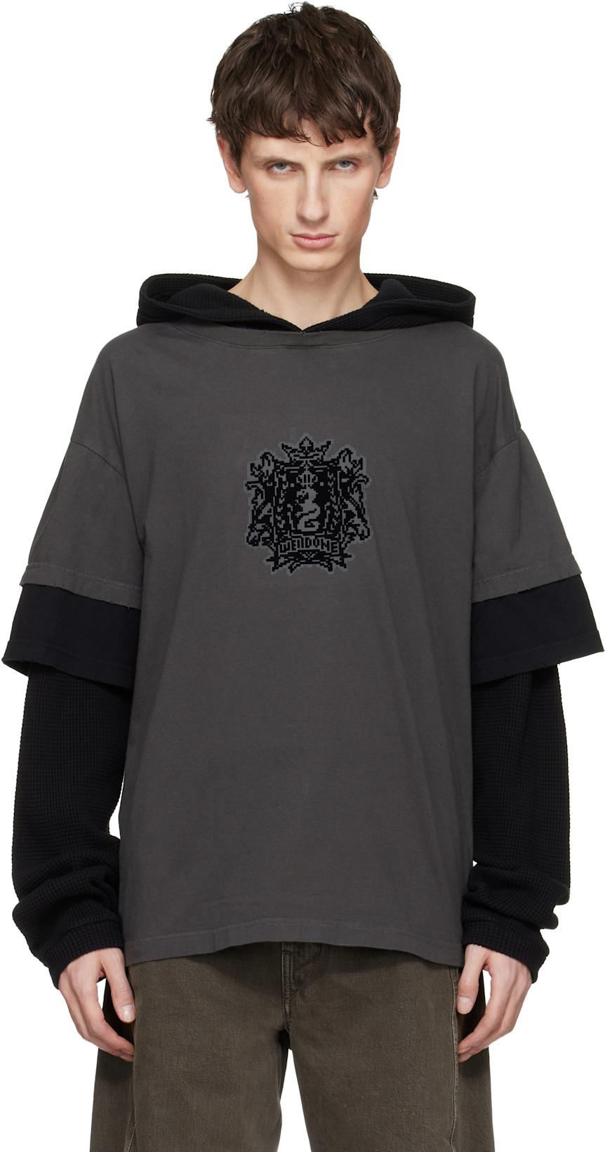 Black & Gray Layered-Over Hoodie by WE11DONE