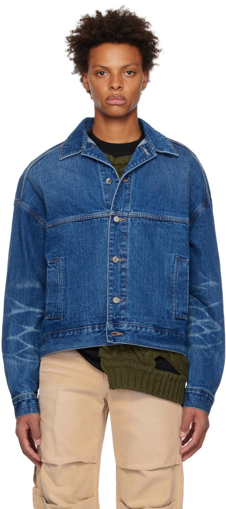 Blue Printed Denim Jacket by WE11DONE
