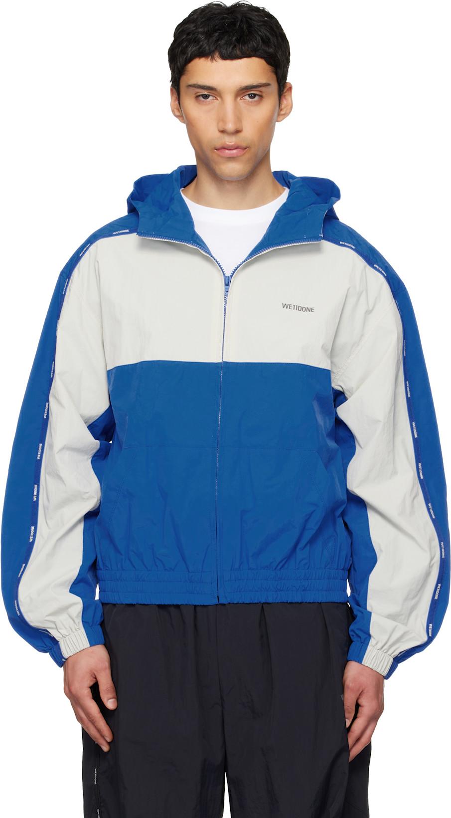 Blue & Gray Logo Tape Track Jacket by WE11DONE
