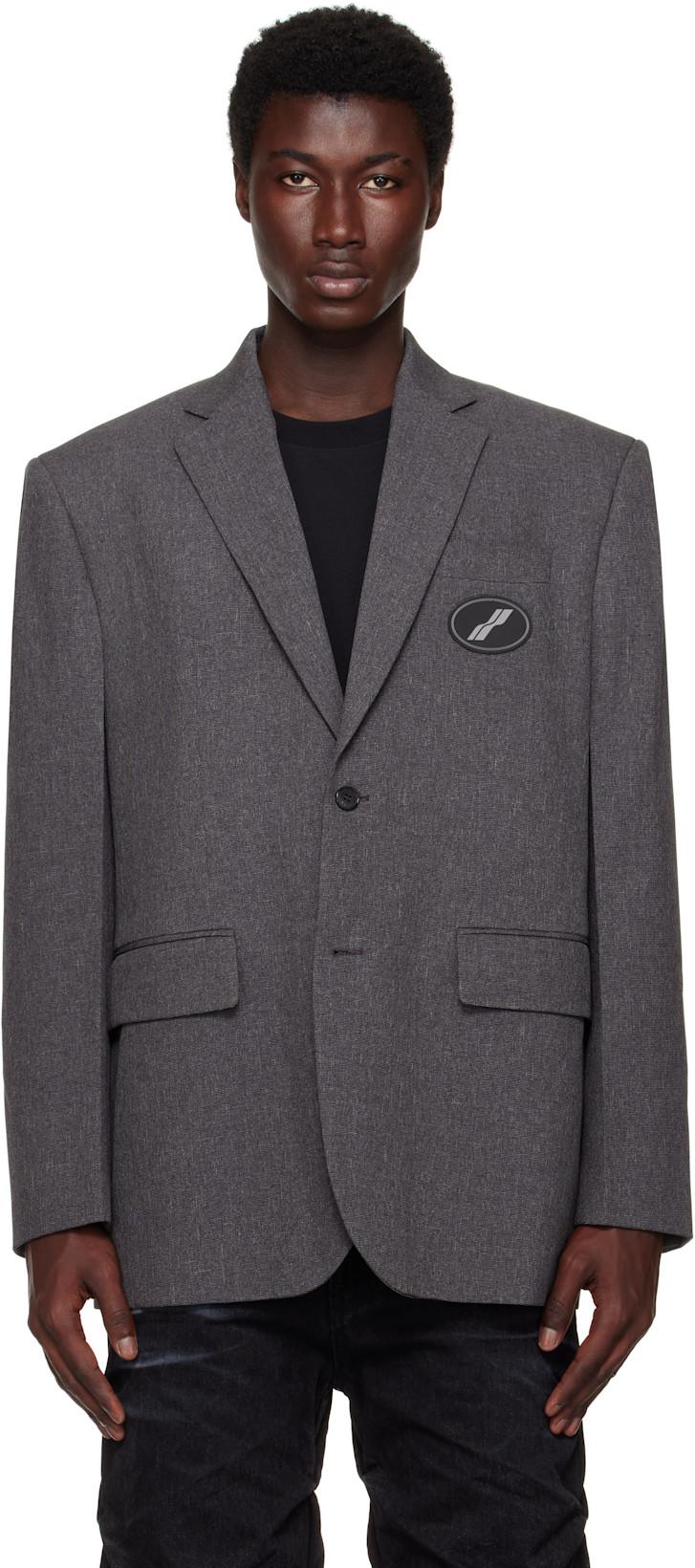 Gray Oversized Suit Blazer by WE11DONE