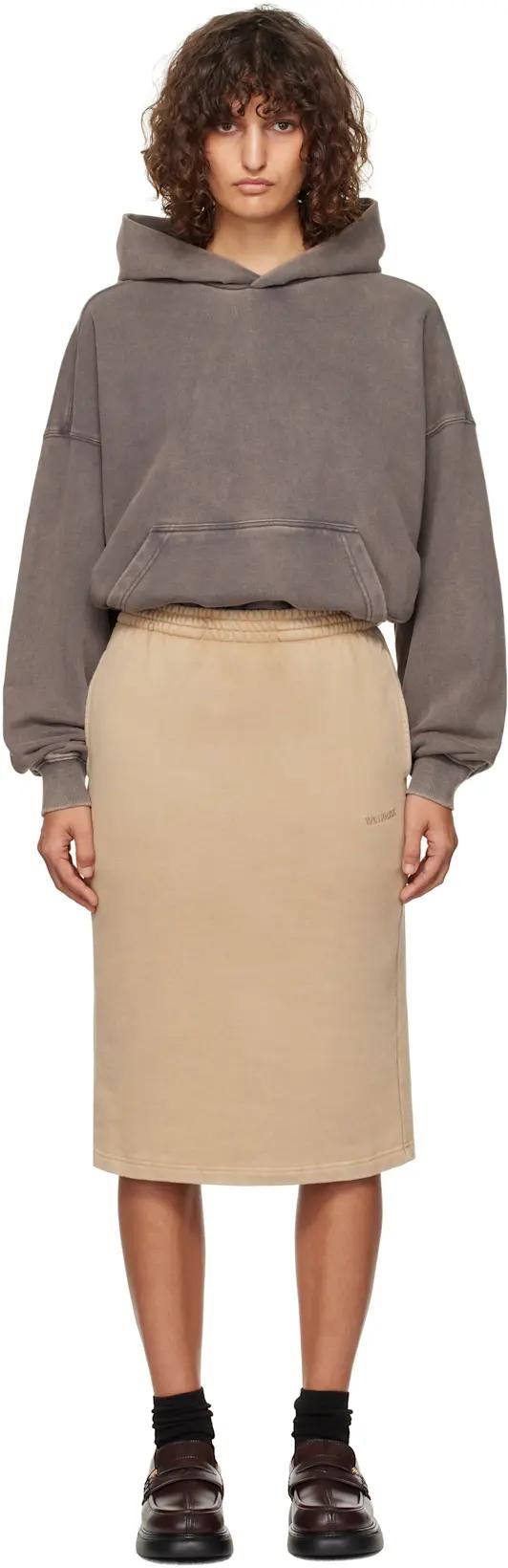 Gray & Brown Layered Hoodie Midi Dress by WE11DONE