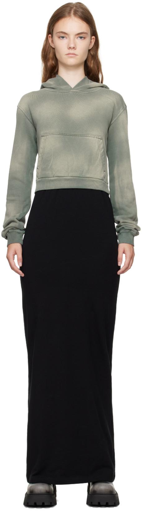 Green & Black Layered Hoodie Dress by WE11DONE