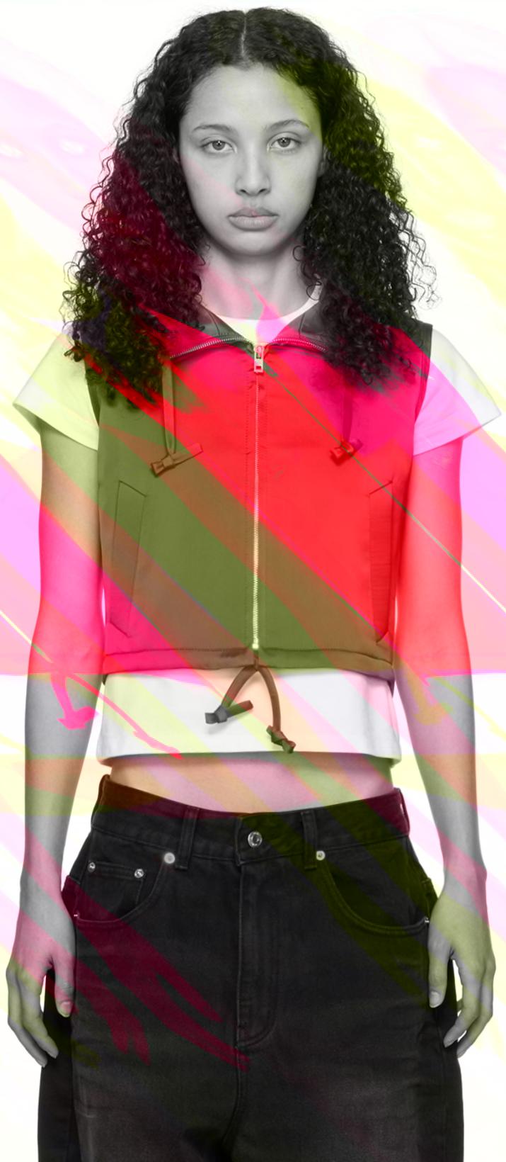 Red Hooded Vest by WE11DONE