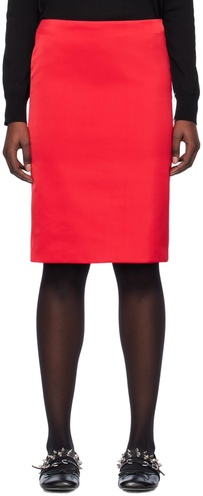 Red Vented Midi Skirt by WE11DONE