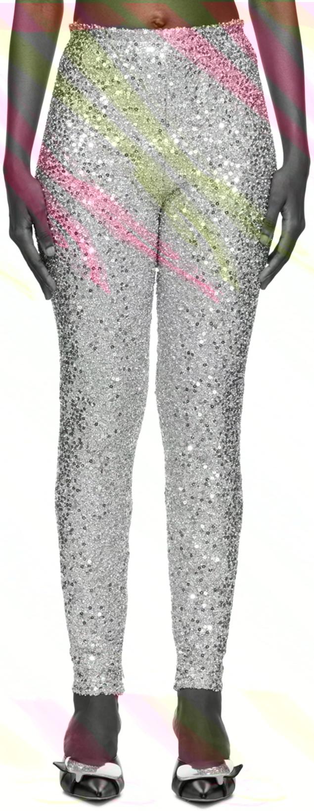 Silver Sequins Leggings by WE11DONE