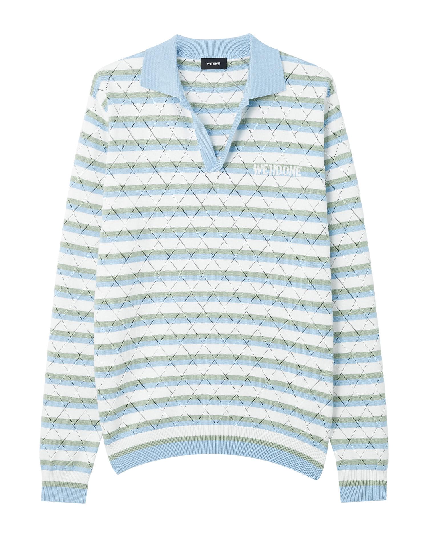 Striped knit polo sweater by WE11DONE