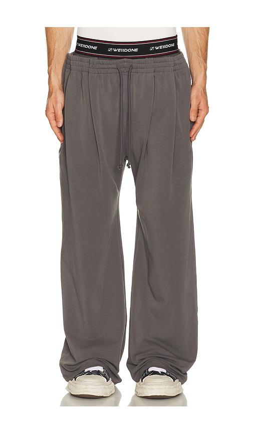 WE11DONE Layered Tucked Sweatpants in Grey by WE11DONE