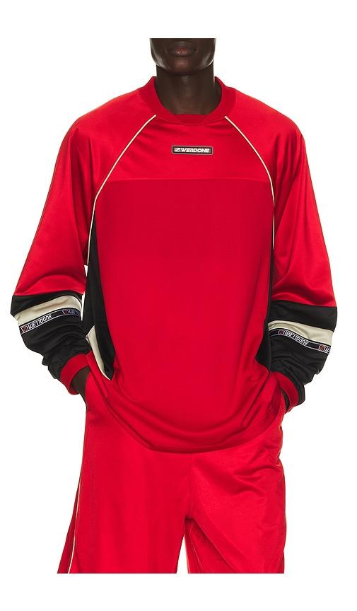 WE11DONE Logo Football Jersey in Red,Black by WE11DONE