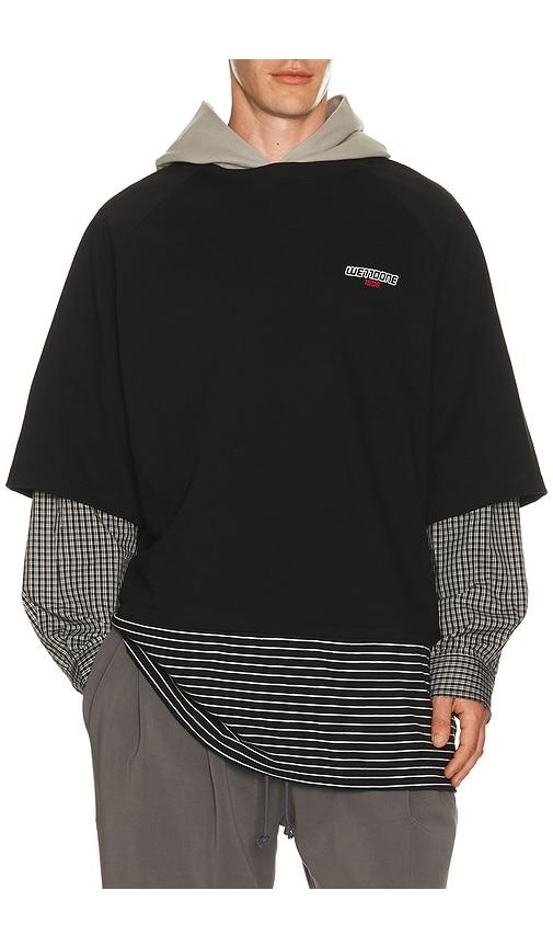 WE11DONE Multi-Layered Hoodie in Black by WE11DONE
