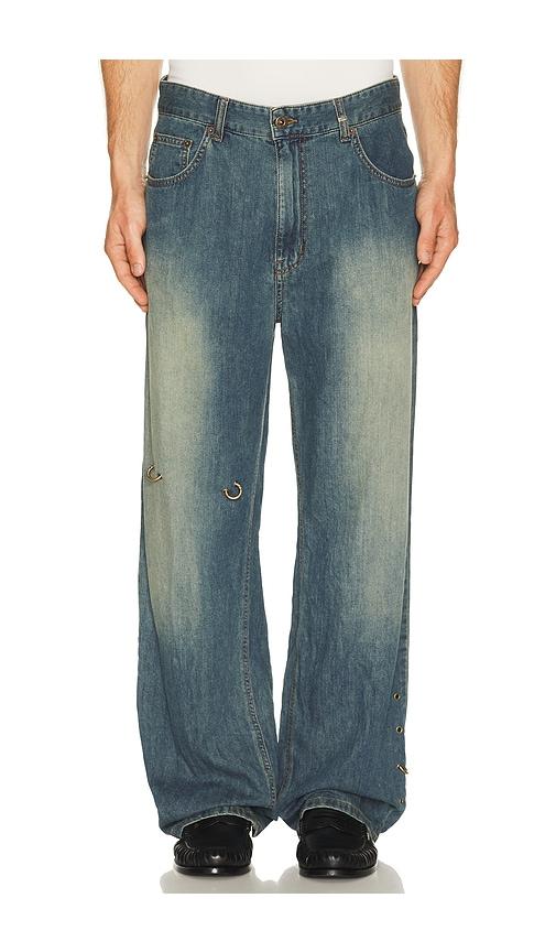 WE11DONE Piercing Denim Jeans in Blue by WE11DONE