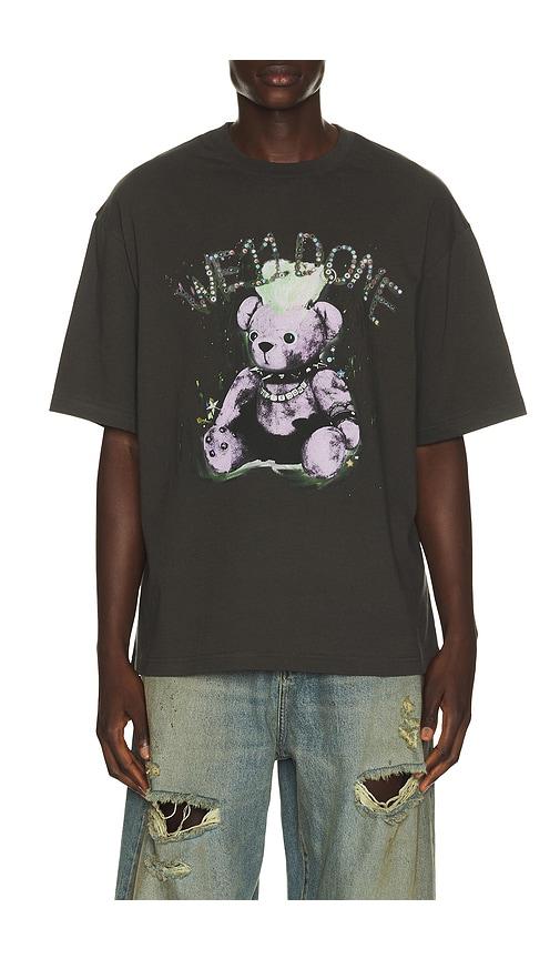 WE11DONE Punk Teddy T-Shirt in Grey by WE11DONE