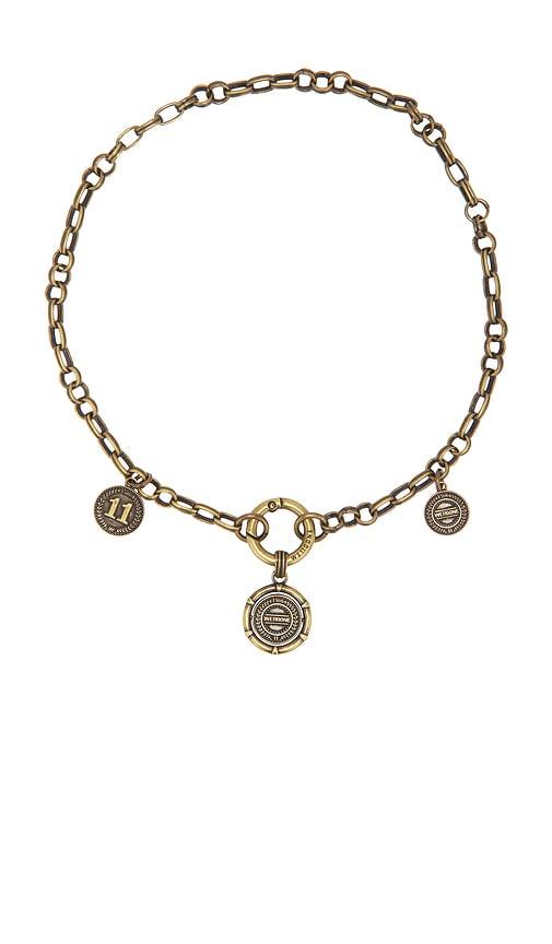 WE11DONE Reversible Coin Necklace in Metallic Gold by WE11DONE