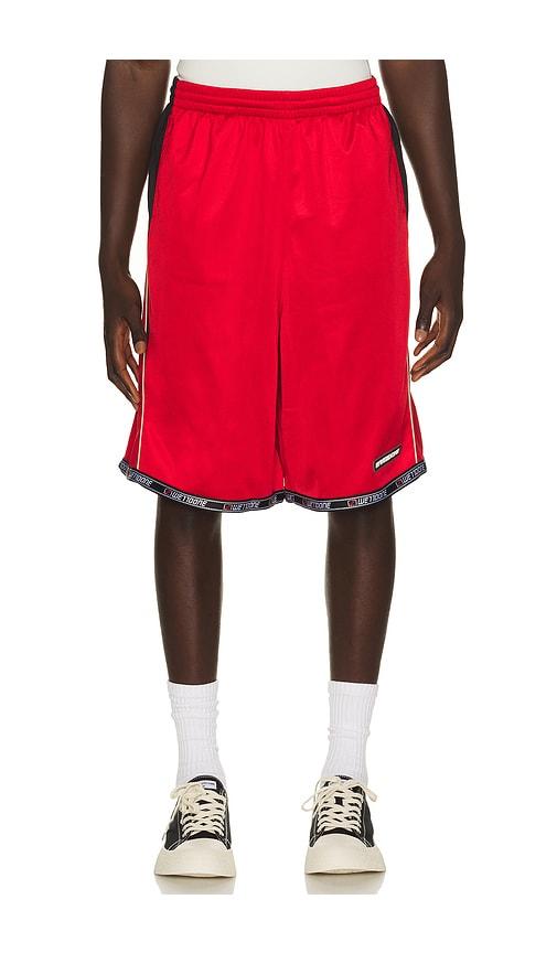 WE11DONE Sporty Football Jersey Shorts in Red,Black by WE11DONE