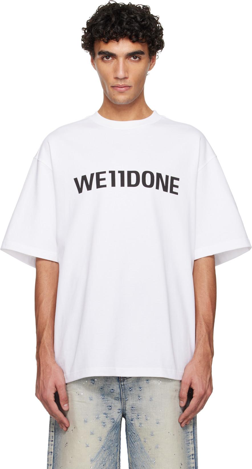 White Large Basic Logo T-shirt by WE11DONE