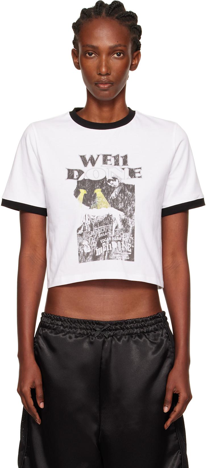White Poster Ringer T-shirt by WE11DONE