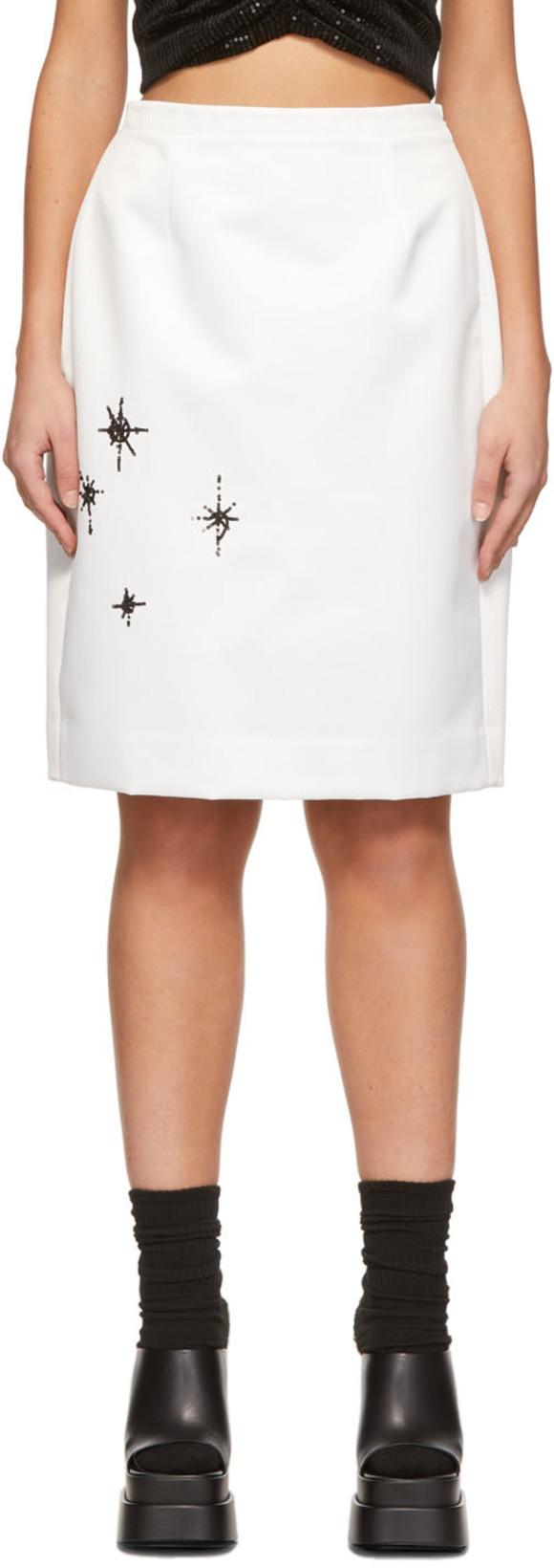White Sequin Midi Skirt by WE11DONE